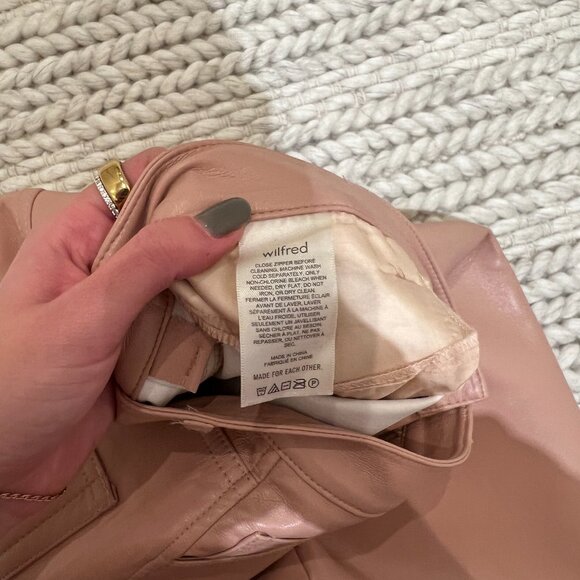 Aritzia Wilfred Pink High Rise Vegan Leather Melina Pant - Picture 5 of 6